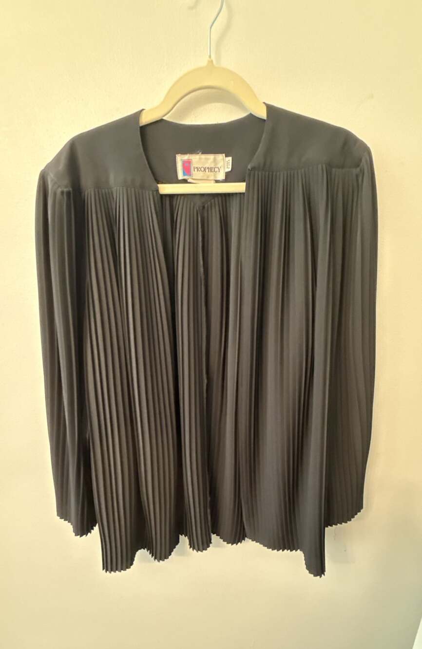 Prophecy Vintage Black Pleated Open Front Jacket Top whimsygoth